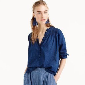 J. Crew Ruffle Classic Popover Shirt Indigo